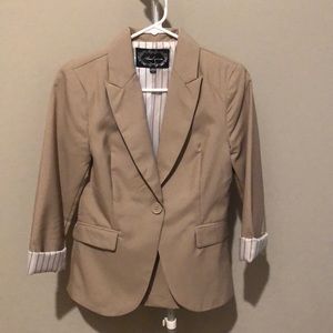 Tan Blazer with pinstripe accents